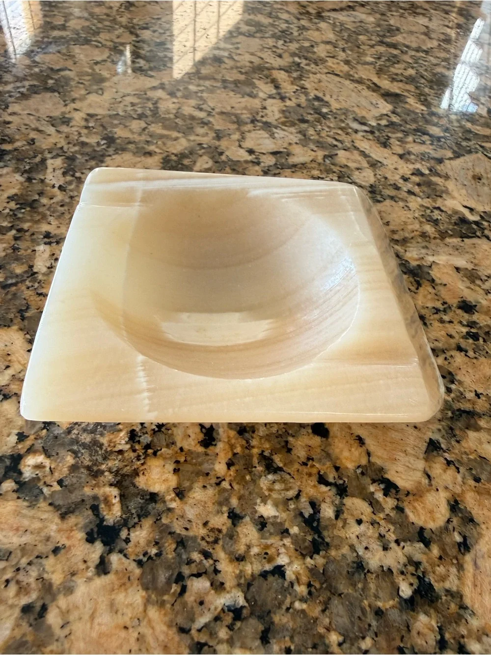 Vintage Natural Stone Carved Polished Ashtray